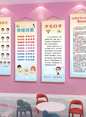 口才教室墙面装饰布挂画儿童播音主持培训班背景文化墙环创壁纸