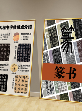 书法教室墙面布置装饰挂画篆隶楷行草毛笔培训班背景文化壁画海报