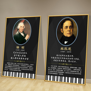 音乐教室布置装饰墙面挂画巴赫莫扎特贝多芬钢琴家画像海报图片