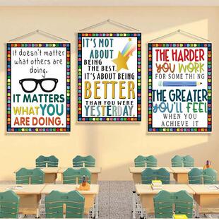英语课堂墙面布置装饰挂画成长励志环创墙贴纸双语国际文化墙海报