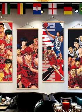 灌篮高手海报挂画经典篮球动漫电影墙贴学生寝室宿舍背景挂轴壁纸