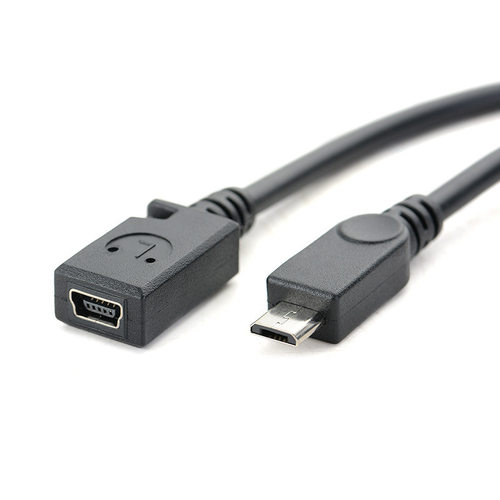 micro公转mini USB母数据充电转接线迷你T型母口安卓转换MP3插口