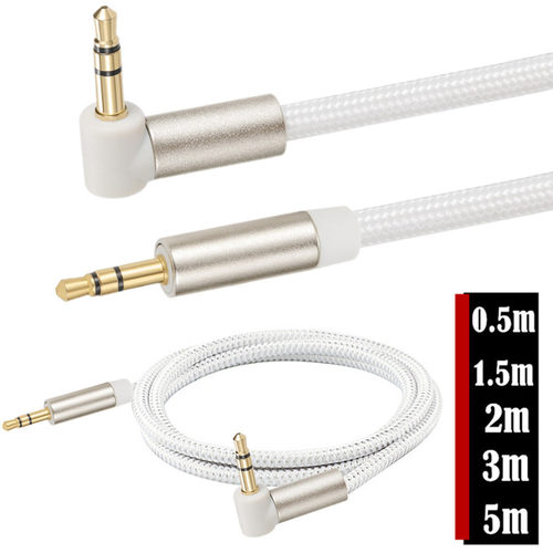 90度弯头3.5mm 3级公公棉网音频线立体声车用耳机汽车音响扬声器