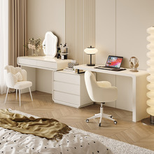 实木烤漆梳妆台斗柜书桌二合一卧室现代简约床尾化妆桌电脑桌一体