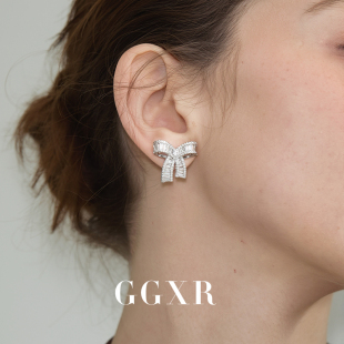 GGXR 春夏满钻蝴蝶结微镶钻石耳环无耳洞耳夹小众高级感 新品