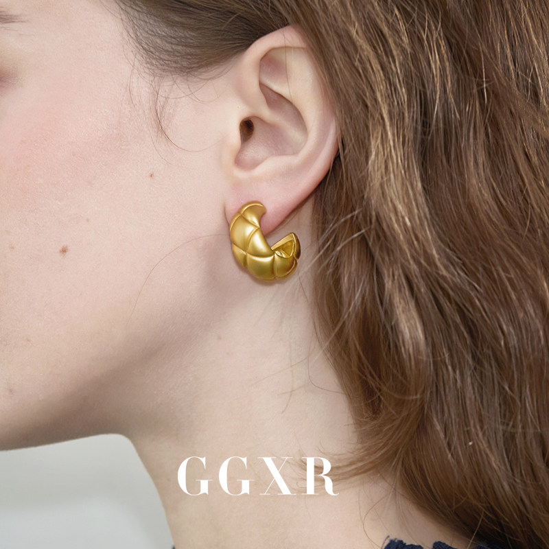 【新品】GGXR 经典小香风菱格纹hoop圈圈C形耳环无耳洞耳夹,饰品/流行首饰/时尚饰品新,耳夹,淘宝优惠券,粉丝福利购,淘宝优惠卷