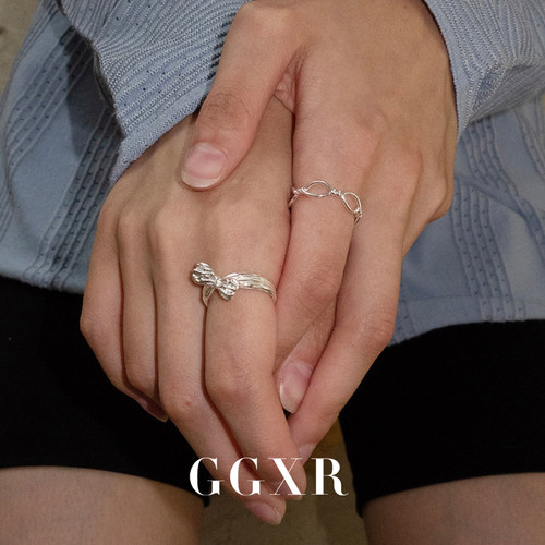 GGXR 韩国博主同款 开口可调节银戒指小众个性甜酷风指环男女同款