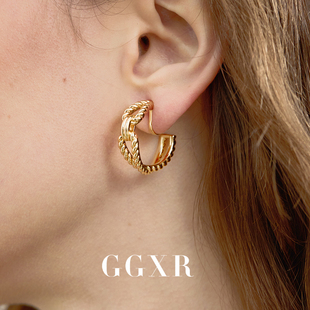 GGXR 复古金属扭纹圈圈无耳洞耳夹简约高级感 新品