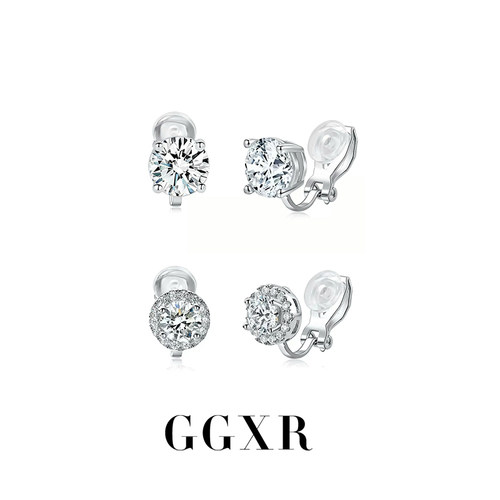 【新品】GGXR 赵露思同款巨闪单颗锆石耳环无耳洞耳夹