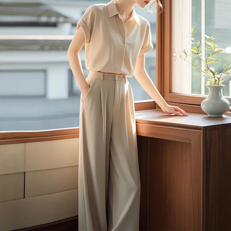 2026新款高级感干练气质时尚职业衬衫裤子两件套装女装夏季