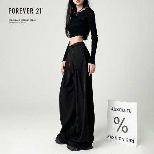 Forev21显瘦黑色宽裤女