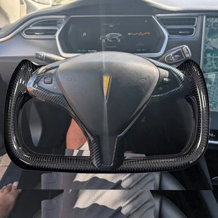 适用于特斯拉ModelX/S方向盘yoke碳纤维内饰改装升级2014-2020年