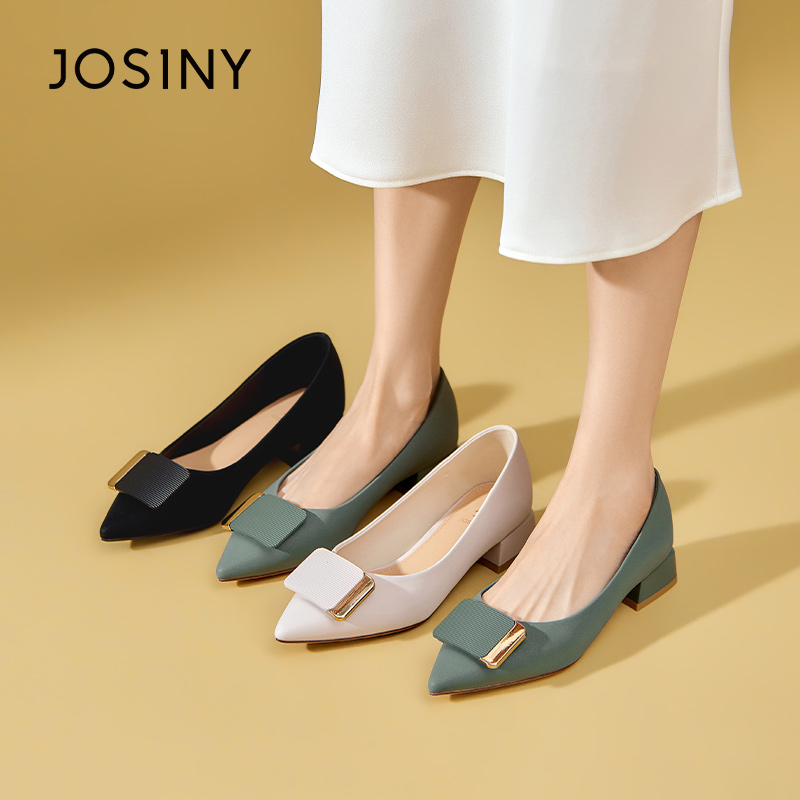 卓诗尼女鞋时尚新款春秋尖头单鞋