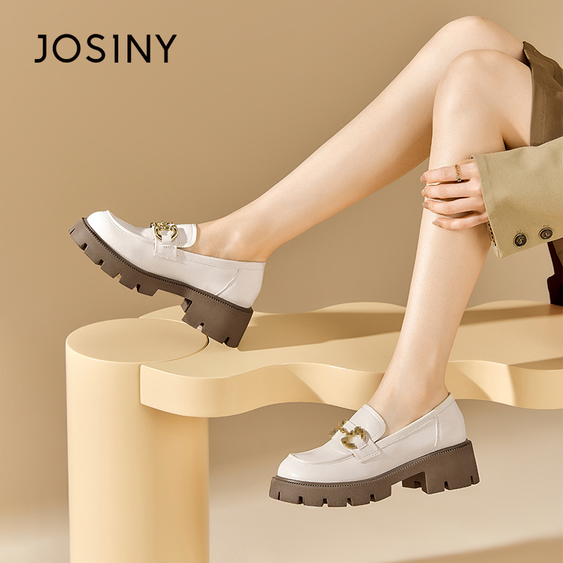 卓诗尼春季新款女鞋单鞋子圆头粗跟套脚系带韩版时装休闲通勤