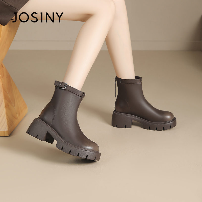 卓诗尼女靴冬季撤柜正品复古英伦切尔西靴擦色鞋头防滑大底百搭潮