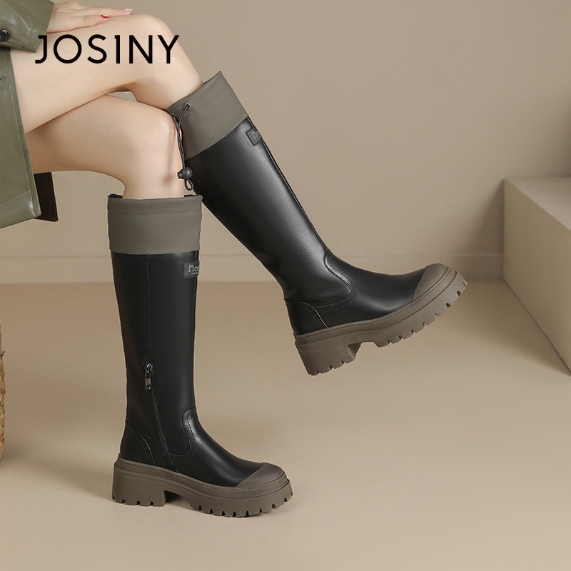 卓诗尼女靴冬季撤柜正品城市野营机能户外靴拼接抽绳厚底时尚百搭