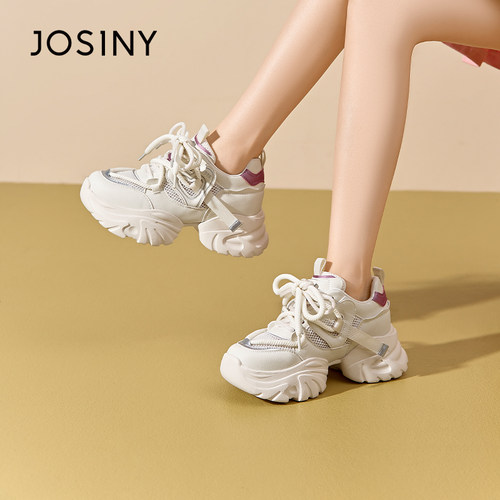 卓诗尼撤柜正品老爹鞋女夏季蛮腰厚底增高透气网面休闲运动鞋百搭