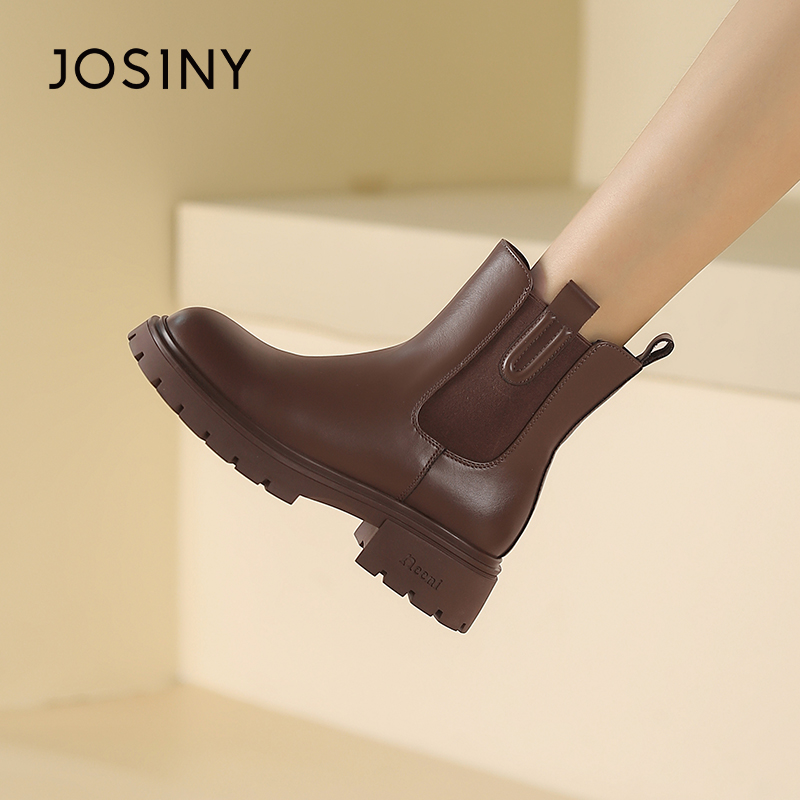 卓诗尼女鞋马丁靴厚底大黄靴