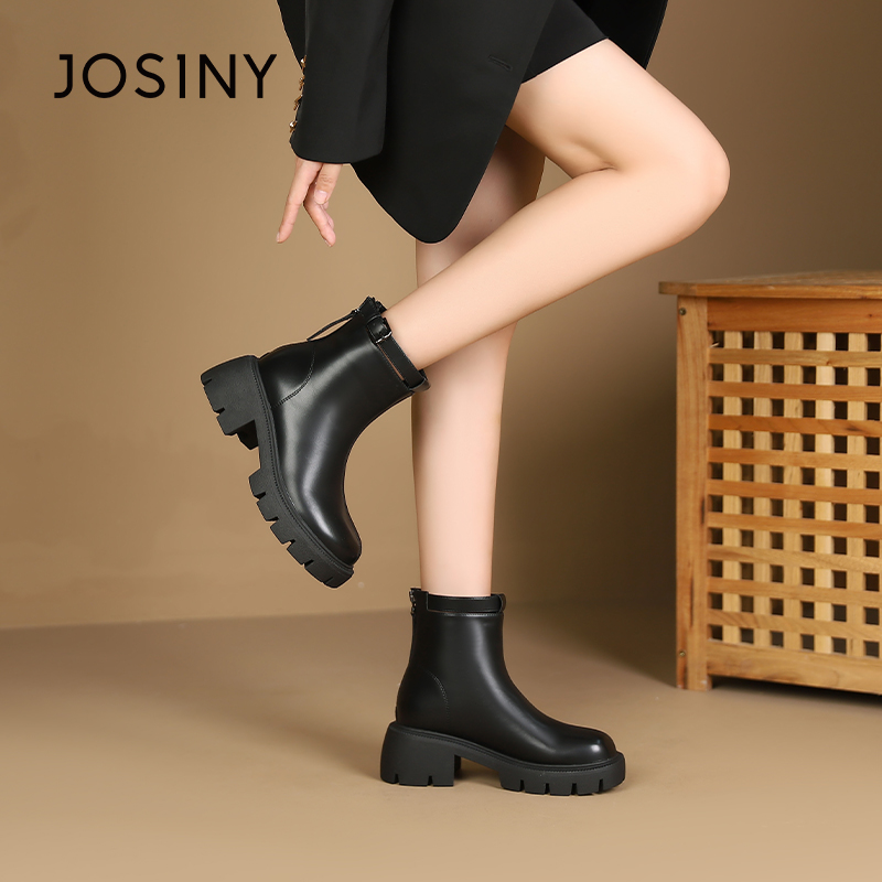 卓诗尼冬季女靴撤柜正品英伦切尔西靴复古擦色鞋头防滑大底百搭潮