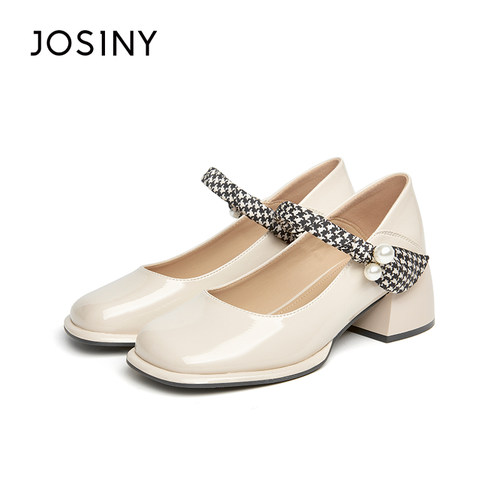 卓诗尼女鞋玛丽珍鞋粗跟单鞋