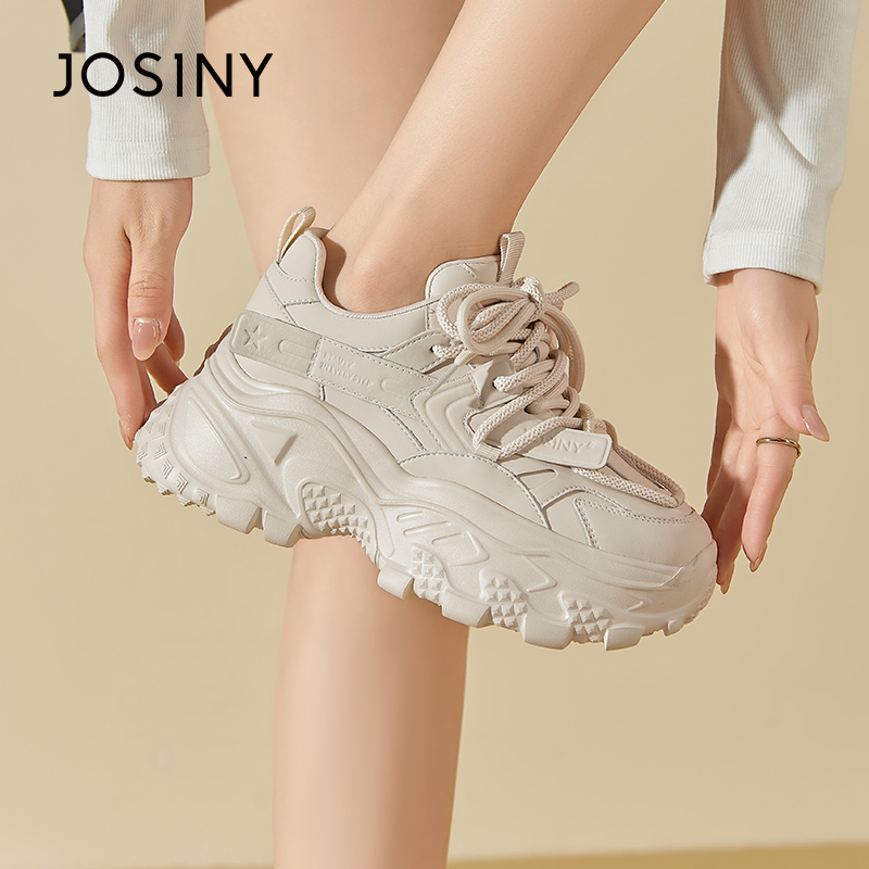 卓诗尼女鞋冬季撤柜正品酷潮拼贴老爹鞋防踢圆头锯齿厚底时尚百搭