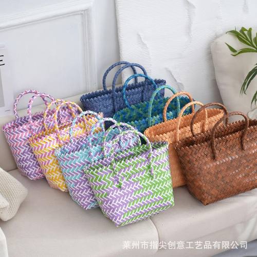 PP手工编织篮子大容量休闲编织包