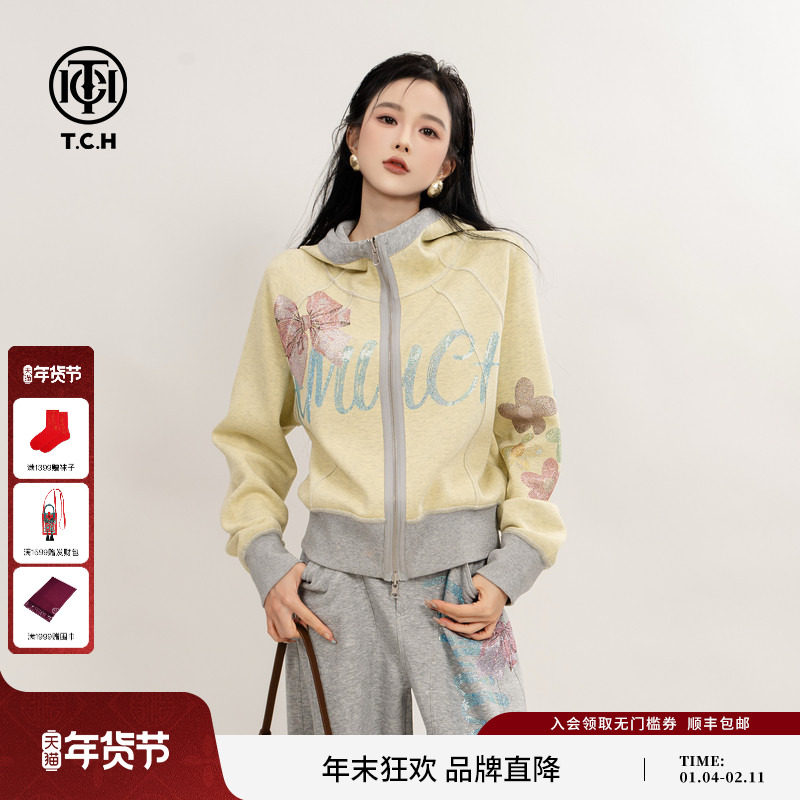TCH私服烫钻25秋季新款时尚休闲两面穿外套休闲裤套装T75C07E5041,女装/女士精品,时尚套装,淘宝优惠券,粉丝福利购,淘宝优惠卷