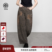 牛仔裤 TCH豹纹美学贵气大翅膀烫钻老钱风休闲裤 长裤 T75C20E5116
