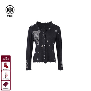 24秋冬新款 针织开衫 T72C43E5097 长袖 TCH私服蝴蝶结小熊烫钻时尚