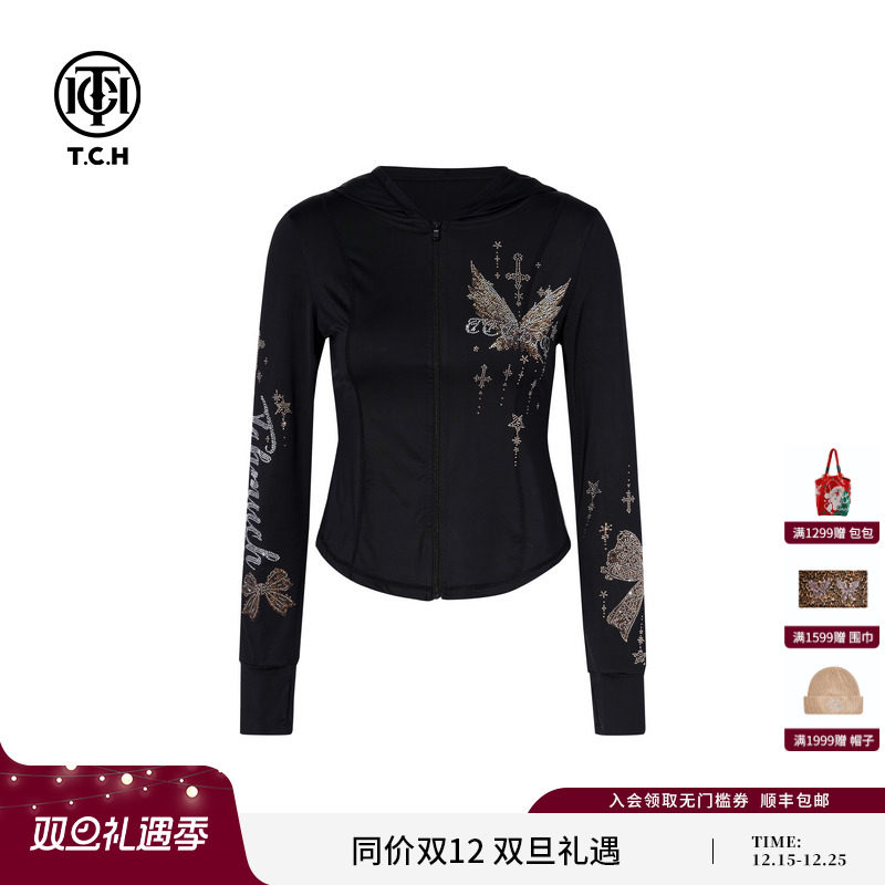 TCH私服烫钻时尚休闲修身夏季轻薄百防晒服外套上衣女T75B27E5017