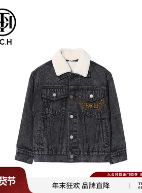 TCH 轻奢潮牌冬季新款加厚保暖毛绒翻领牛仔棉服T69D18801K