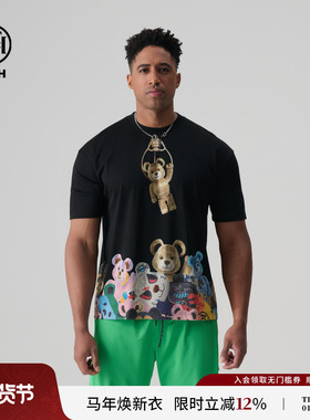 TCH烫钻卡通小熊图案短袖时尚百搭T恤男女2025夏季新款T72B106116