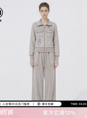 TCH2026春新款高级感灰调个性短外套休闲裤套装女T78A07E1125