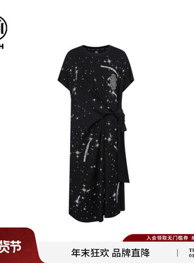TCH轻奢时尚流星烫钻气质黑色长裙连衣裙女25夏季新款T75B30E1005