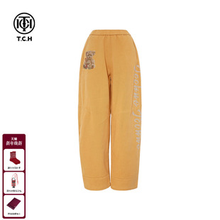 新款 女25冬季 T75D20E1115 烫钻慵懒黄色阔腿休闲裤 TCH直筒百搭时尚