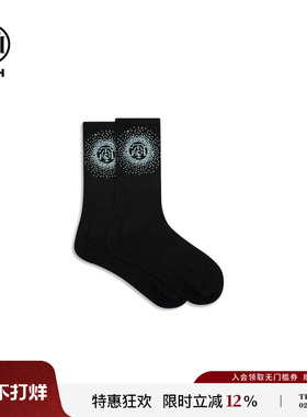 TCH私服时尚潮牌烫钻休闲百搭黑色中筒袜女2025冬新款T75D55E1005