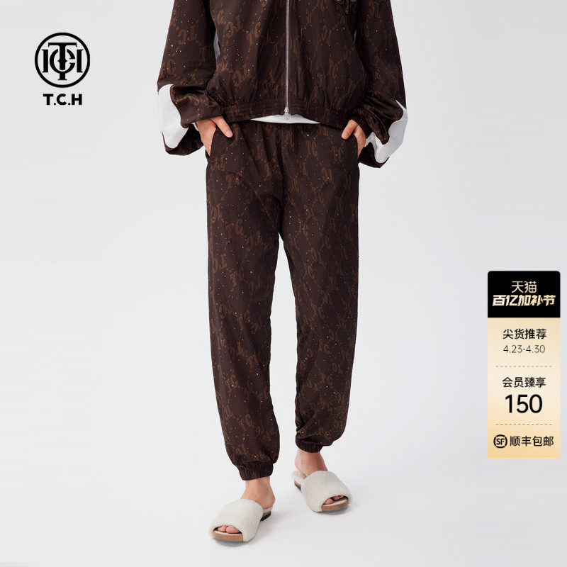 TCH时尚潮牌烫钻个性工艺感休闲运动长裤男女情侣款2026春夏新款