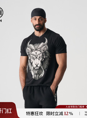 TCH黑色狮子头烫钻个性圆领短袖T恤男女款2025夏季新款T72B106100