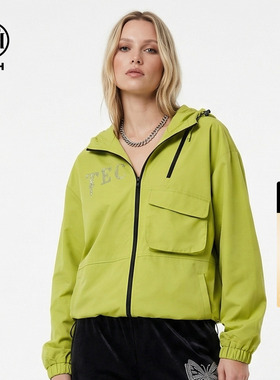 TCH潮酷风烫钻翅膀连帽户外宽松工装休闲外套男女同款T78A27E5003