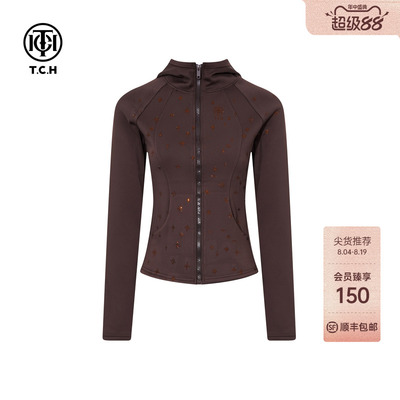 TCH烫钻加绒保暖连帽修身显瘦短外套女潮2026春秋新款T75D27E1059