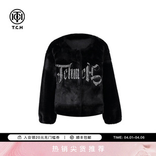 TCH潮牌字母时髦安全感满满毛毛外套女T72C05E5003