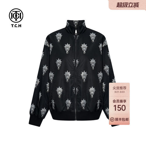 TCH烫钻2026春夏潮牌时尚立领夹克棉服外套男女同款T75C16E9002