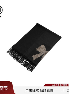 TCH轻奢蝴蝶结烫钻25秋冬新款时尚百搭黑色保暖围巾女T75C45E1006