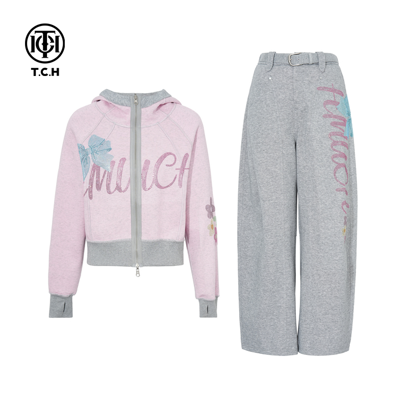 TCH私服烫钻25秋季新款时尚气质两面穿外套休闲裤套装T75C07E5047