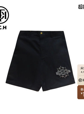 TCH烫钻字母烫钻黑色高腰显瘦休闲短裤女T72B21E6003