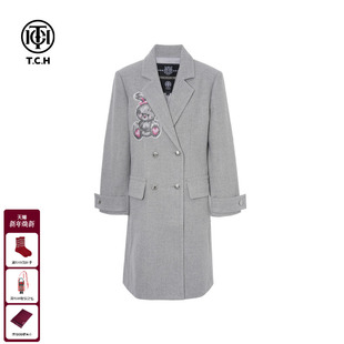 新款 大衣外套女25冬季 T75C04E9002 气质百搭中长款 TCH轻奢烫钻时尚