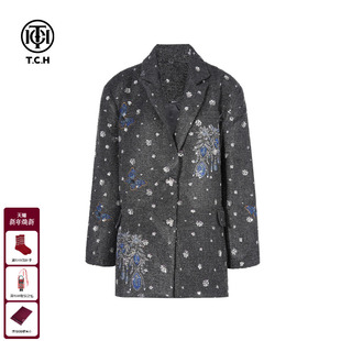 T75C27E5008 新款 TCH私服烫钻高级感洋气廓形羊毛西装 外套女25秋季