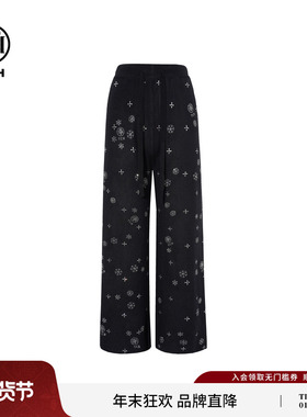 TCH2025冬季新款百搭尚烫钻慵懒黑色直筒宽松休闲裤女T75D20E1241