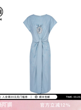 TCH烫钻满印飞飞袖气质收腰显瘦连衣裙女时尚长裙T75B30E1136