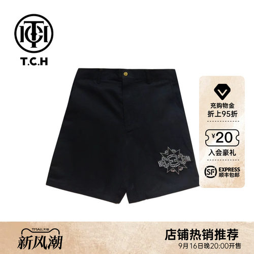 自然腰休闲tch短裤烫钻时尚
